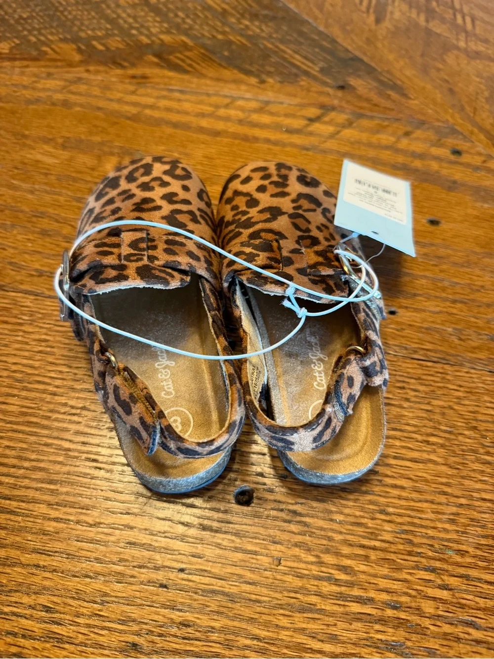 Cat & Jack Girls' Leopard Print Mary Jane Shoes - Brown & Black Sz 8- adjustable
